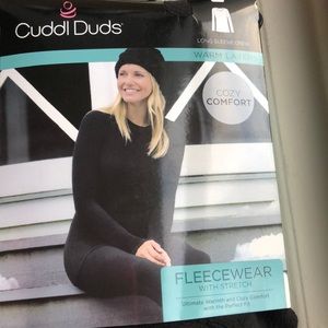 NWT Cuddl Duds XL long sleeve black crew fleece